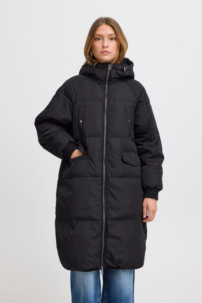 MANTEAU LONG ICHI "BUNALA" BLACK