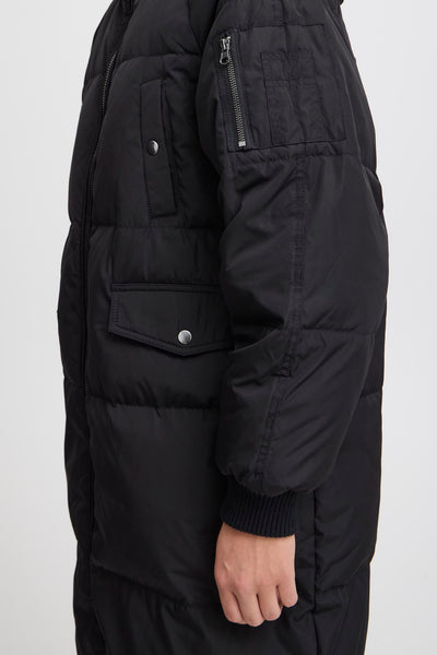 MANTEAU LONG ICHI "BUNALA" BLACK