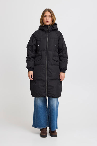 MANTEAU LONG ICHI "BUNALA" BLACK