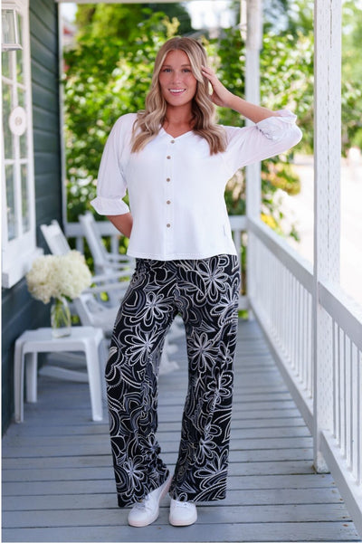 PANTALON RIEN NE SE PERD "PALAZO COCO" NOIR & BLANC