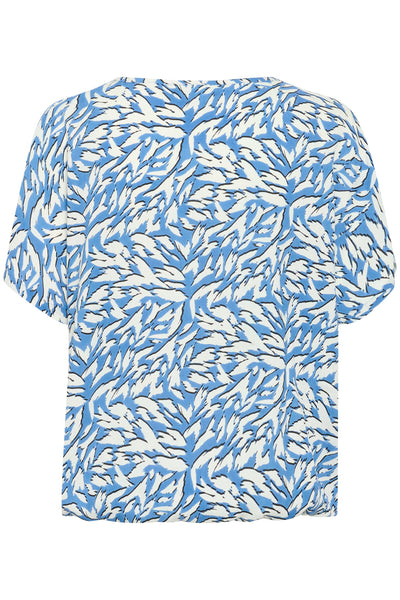 BLOUSE KAFFE "JETTA" BLUE & WHITE GRAPHIC