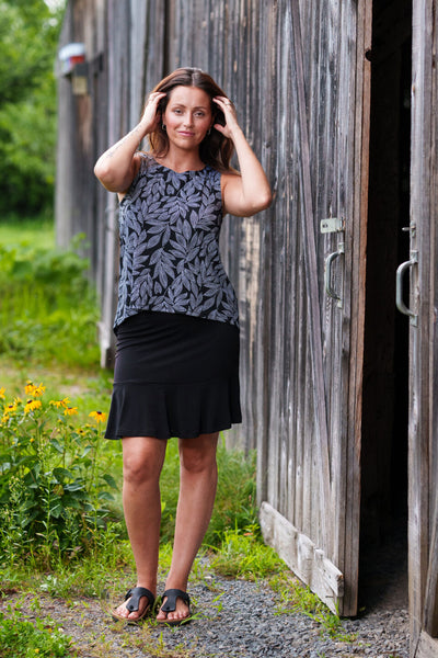 CAMISOLE RIEN NE SE PERD "SWING" FEUILLAGE NOIR & BLANC