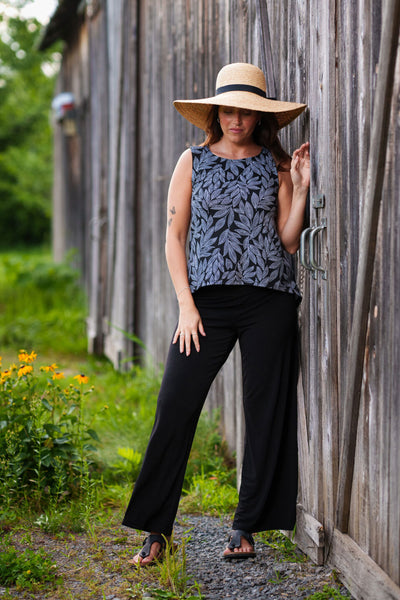 CAMISOLE RIEN NE SE PERD "SWING" FEUILLAGE NOIR & BLANC