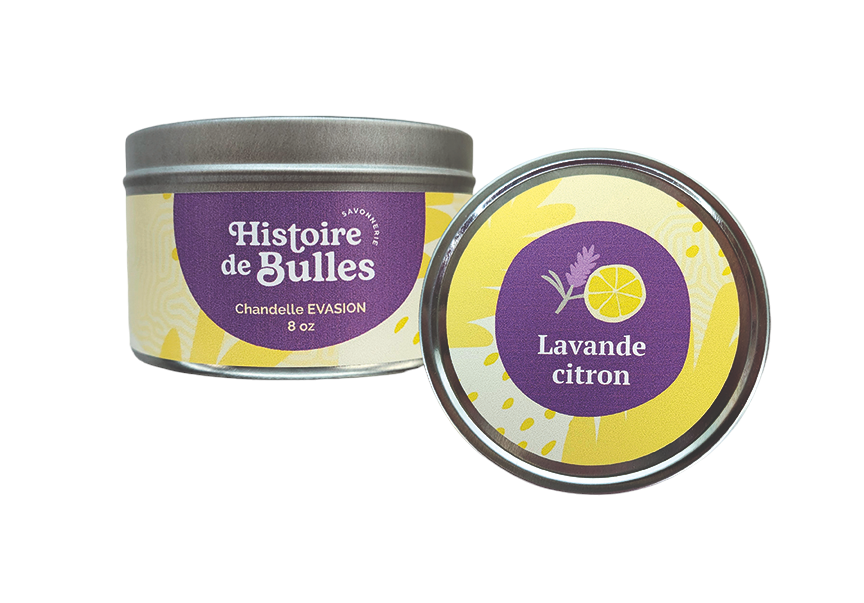 BOUGIE ÉVASION HISTOIRE DE BULLES "LAVANDE & CITRON" 170 GR