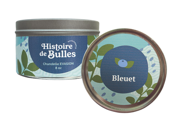 BOUGIE ÉVASION HISTOIRE DE BULLES "BLEUET" 170 GR