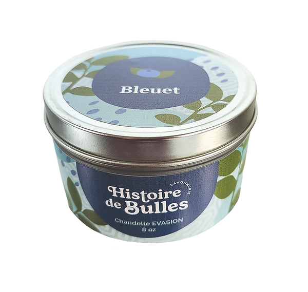 BOUGIE ÉVASION HISTOIRE DE BULLES "BLEUET" 170 GR