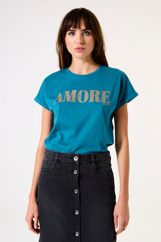 T-SHIRT GARCIA "AMORE" BLUE LAGOON (G50201)
