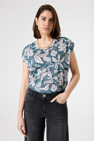 T-SHIRT GARCIA "FLORAL" BLUE LAGOON (G50202)