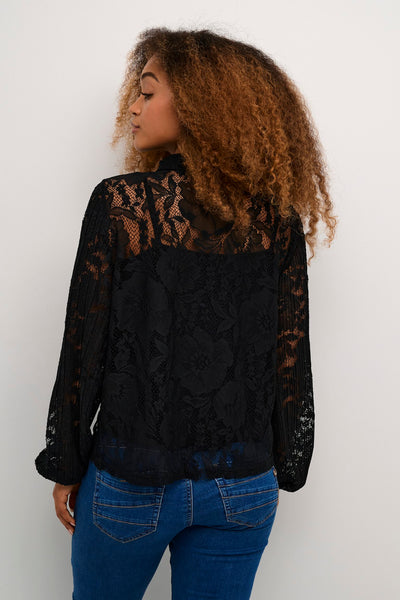 BLOUSE CREAM "KANNI LACE" PITCH BLACK