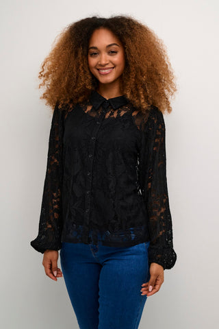 BLOUSE CREAM "KANNI LACE" PITCH BLACK