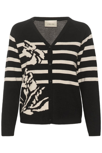 CARDIGAN CREAM "DELA" PITCH BLACK SCROLL