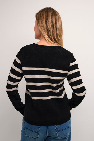 CARDIGAN CREAM "DELA" PITCH BLACK SCROLL