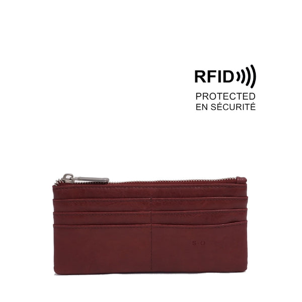 PORTE-CARTES S-Q "BRIELLA" BURGUNDY