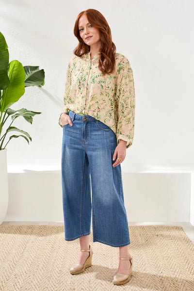 JEANS TRIBAL " AUDREY WIDE CAPRIS " FJORD BLUE (61890)