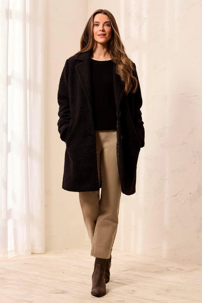 MANTEAU TRIBAL "BOUCLÉ" NOIR (31730)