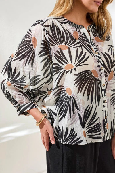 BLOUSE TRIBAL "FLUIDE" BLACK & WHITE (5539O)