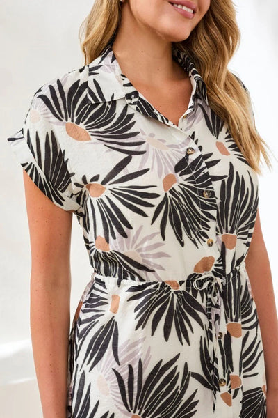 ROBE TRIBAL "FLEURS" BLACK & WHITE (61110)