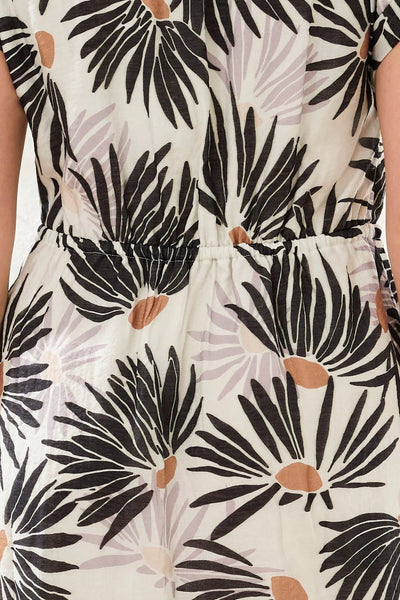 ROBE TRIBAL "FLEURS" BLACK & WHITE (61110)