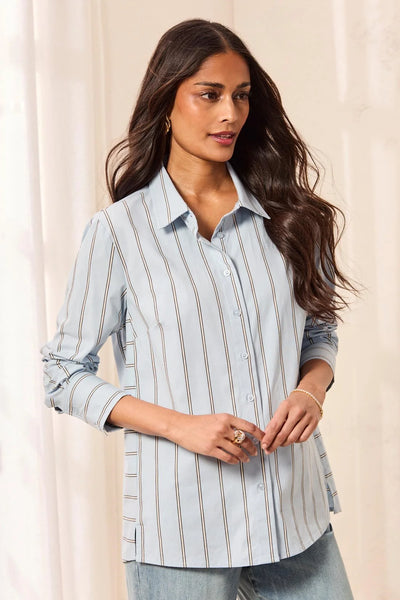 CHEMISE TRIBAL "RAYURES" BLUE FOG (32040)
