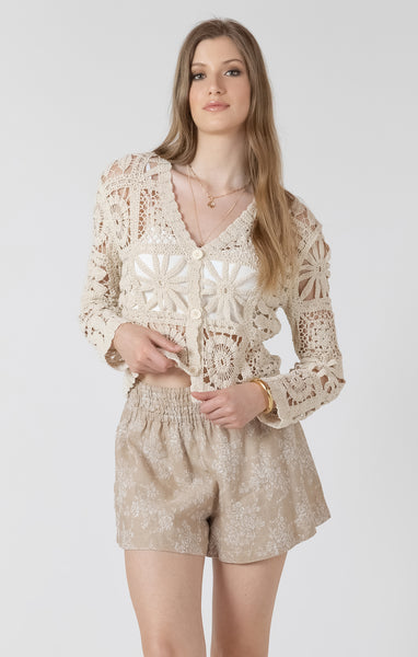 CARDIGAN BLACK TAPE "BRODERIE" SOFT OATMEAL (2727257)