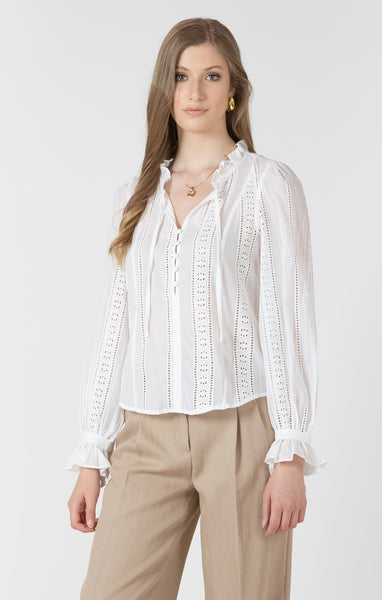 BLOUSE BLACK TAPE "LACET" WHITE (2723730)