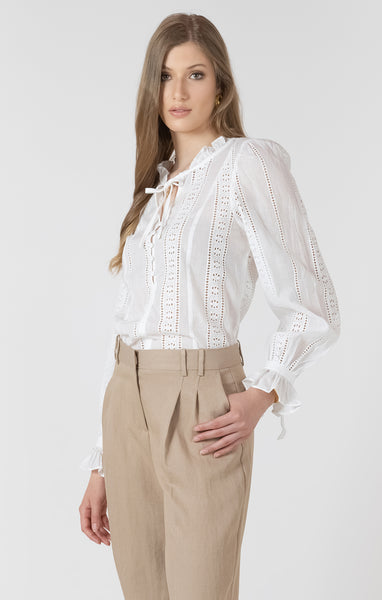 BLOUSE BLACK TAPE "LACET" WHITE (2723730)