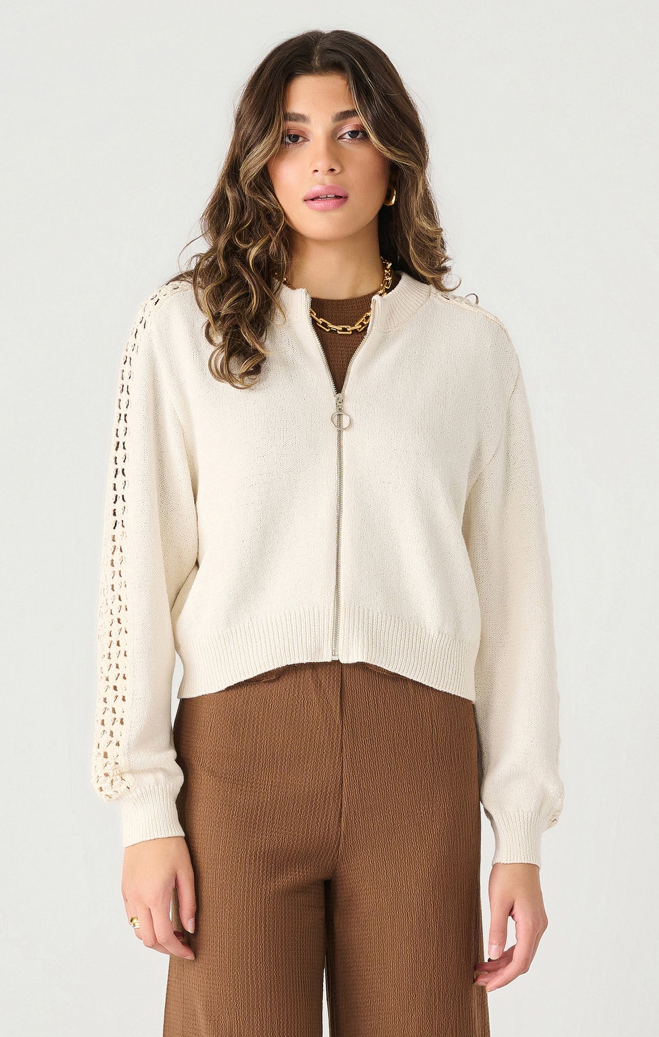 VESTE DEX "CROCHET & ZIP" IVORY (2427011)