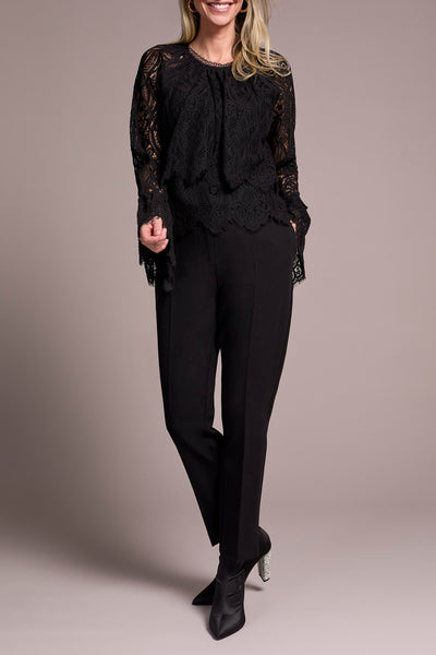 BLOUSE TRIBAL "DENTELLE" NOIRE (24110)