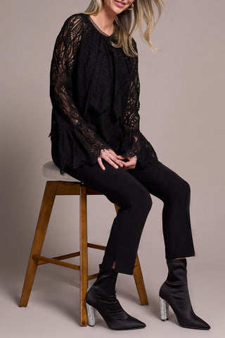 BLOUSE TRIBAL "DENTELLE" NOIRE (24110)