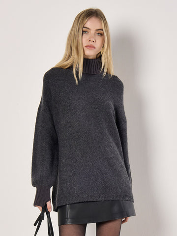 CHANDAIL LONG APRICOT "BOUCLE" GREY (925595)