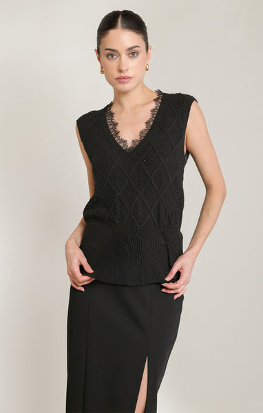 DÉBARDEUR BLACK TAPE "SWEATER TOP" GLITTER BLACK (2827001)