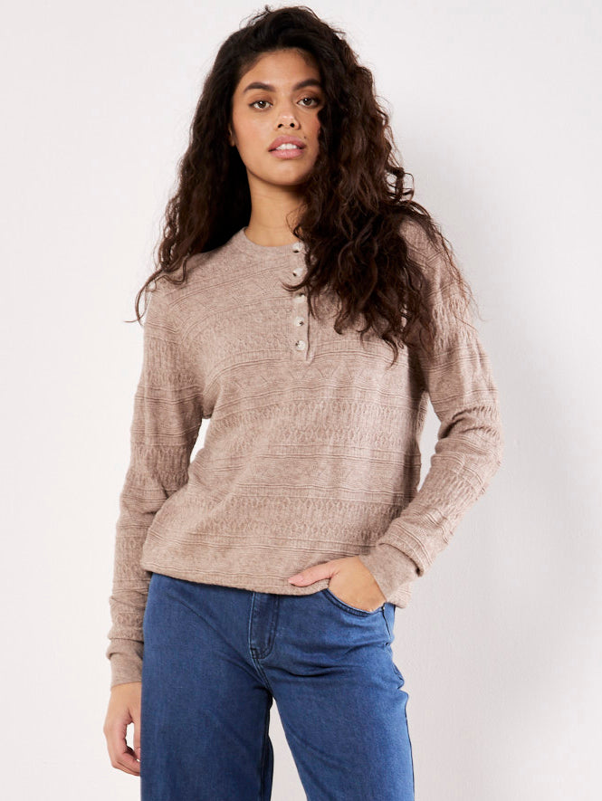 CHANDAIL TRICOT APRICOT "BUTTON" POINTELLE (952546)