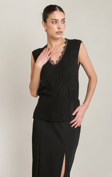 DÉBARDEUR BLACK TAPE "SWEATER TOP" GLITTER BLACK (2827001)