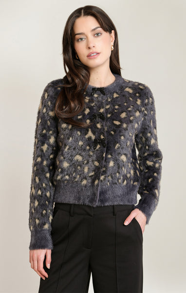 CARDIGAN BLACK TAPE "SOFT CARDIGAN" CHARCOAL LEOPARD (2827271)