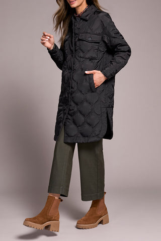 MANTEAU LONG TRIBAL "QUILTED" BLACK (55760)