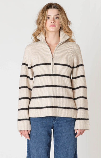 CHANDAIL TRICOT ROOM 34 "ZIP" OAT & BLACK STRIPE (2627033)