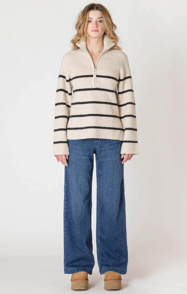 CHANDAIL TRICOT ROOM 34 "ZIP" OAT & BLACK STRIPE (2627033)