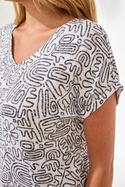 T-SHIRT TRIBAL "ABSTRAIT" WHITE (6108O)