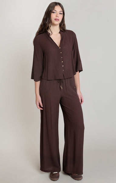 PANTALON DEX "FLOWY" DARK CHOCOLATE (2822710)