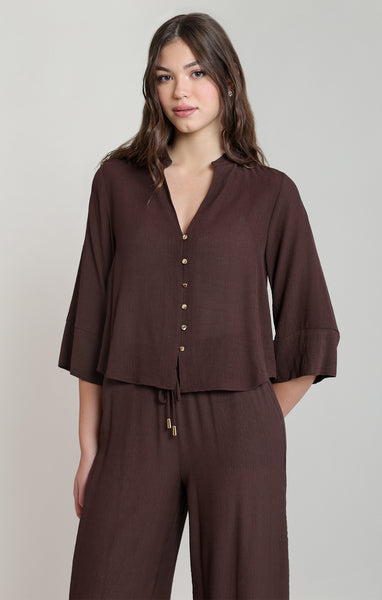 BLOUSE DEX "FLOWY" DARK CHOCOLATE (2823508)