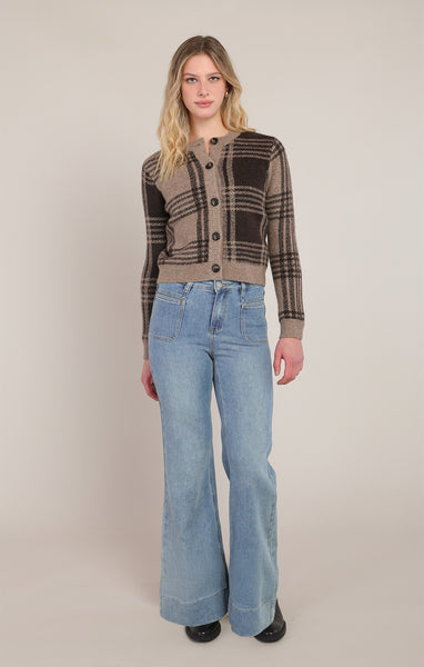 CARDIGAN ROOM 34 "TAUPE & BROWN PLAID" (2827277)