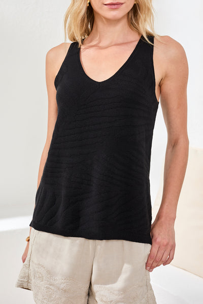CAMISOLE TRIBAL "FEUILLAGE" BLACK (24570)