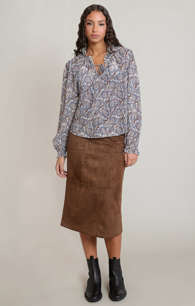 BLOUSE DEX "BLUE & BROWN PAISLEY" (2823701)