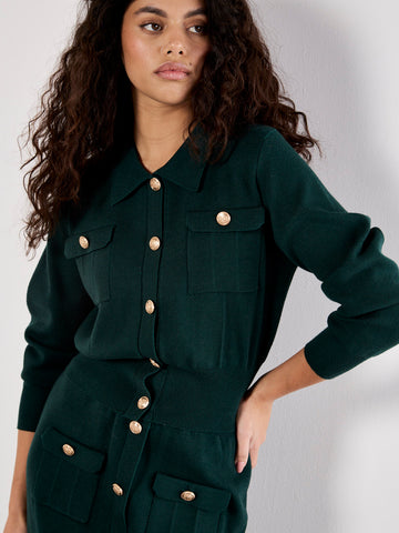 CARDIGAN APRICOT "GOLD BUTTON" GREEN (X129218)