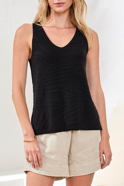 CAMISOLE TRIBAL "FEUILLAGE" BLACK (24570)