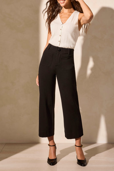 PANTALON TRIBAL "WIDE CROP" BLACK (22210)