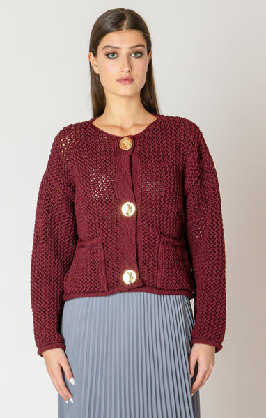 CARDIGAN BLACK TAPE "CHUNKY" DARK RUBY (2627250)
