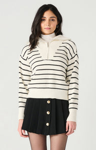 CHANDAIL TRICOT DEX "ZIP & TEXTURE" WHITE & BLACK STRIPE (2427248)