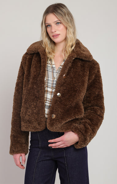MANTEAU ROOM 34 "FAUX FUR" MINKY BROWN (2829506)