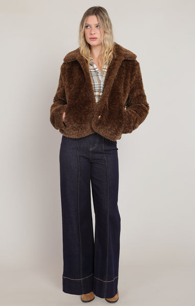MANTEAU ROOM 34 "FAUX FUR" MINKY BROWN (2829506)